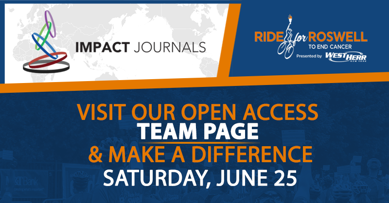 PRESS RELEASE: Impact Journals is sponsoring Team Open Access on June 25, 2022, in the annual cycling event to end cancer: The Ride for Roswell.